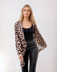 Zahra Silky Kimono Jacket in Leopard Print