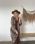 Zahra Silky Kimono Jacket in Leopard Print